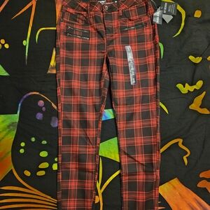 Hot Topic Red and Black Plaid High Rise Jeans